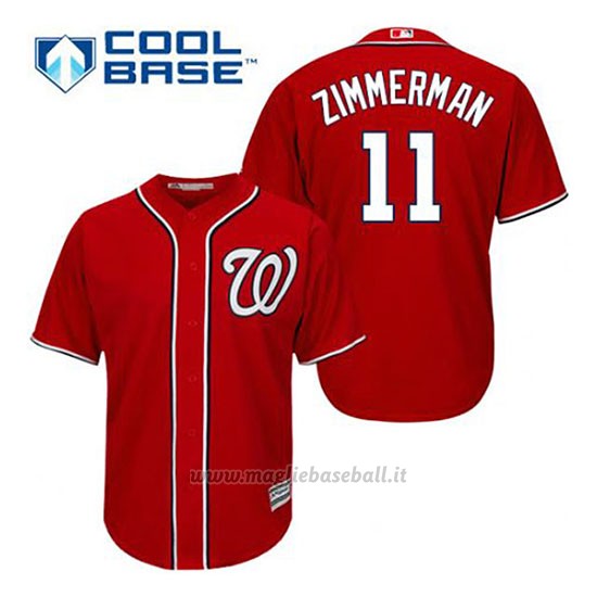 Maglia Baseball Uomo Washington Nationals Ryan Zimmerman 11 Rosso Alterner Cool Base
